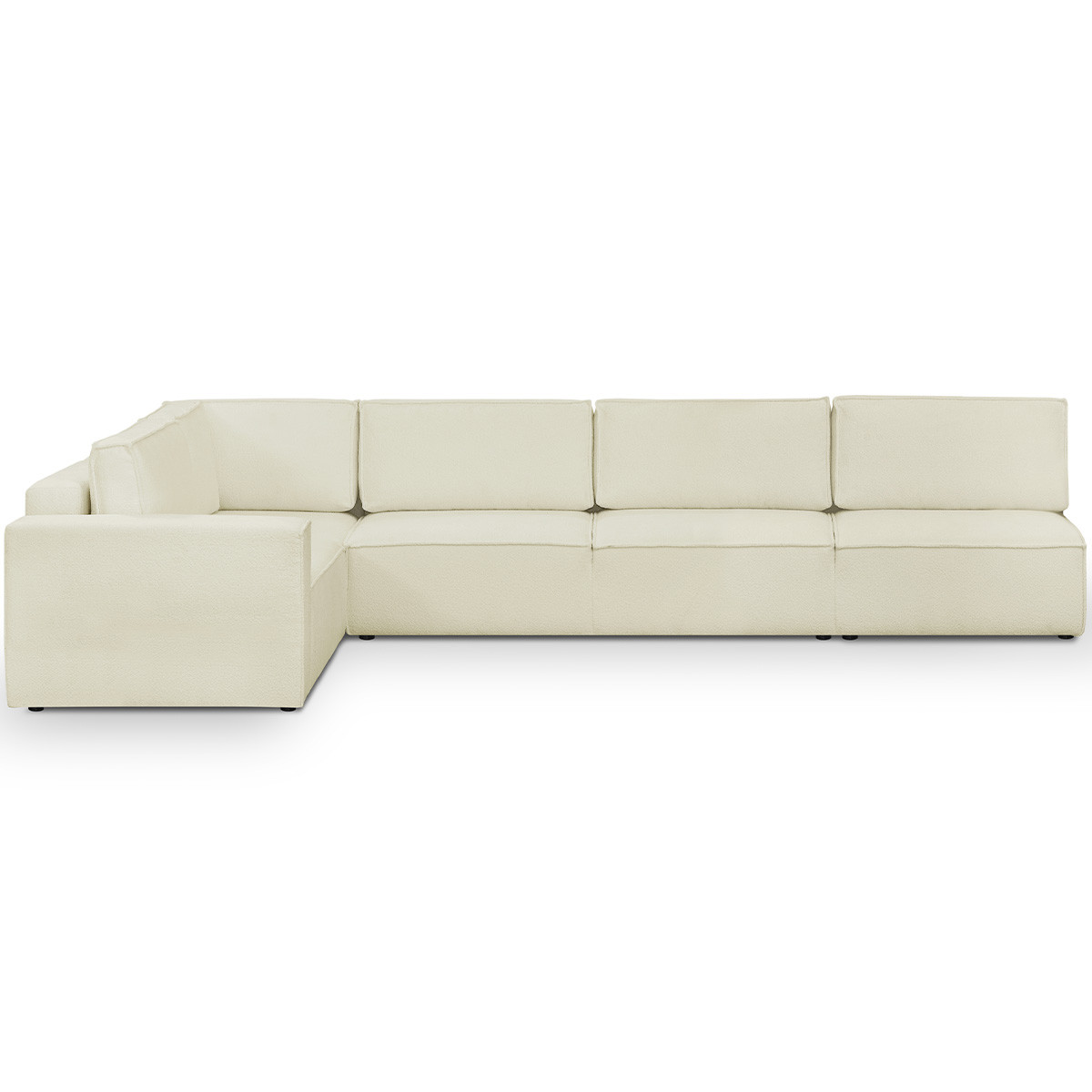 Canapé d'angle droit convertible 10 places en tissu bouclé - HARPER MOD ecru, HOMIFAB