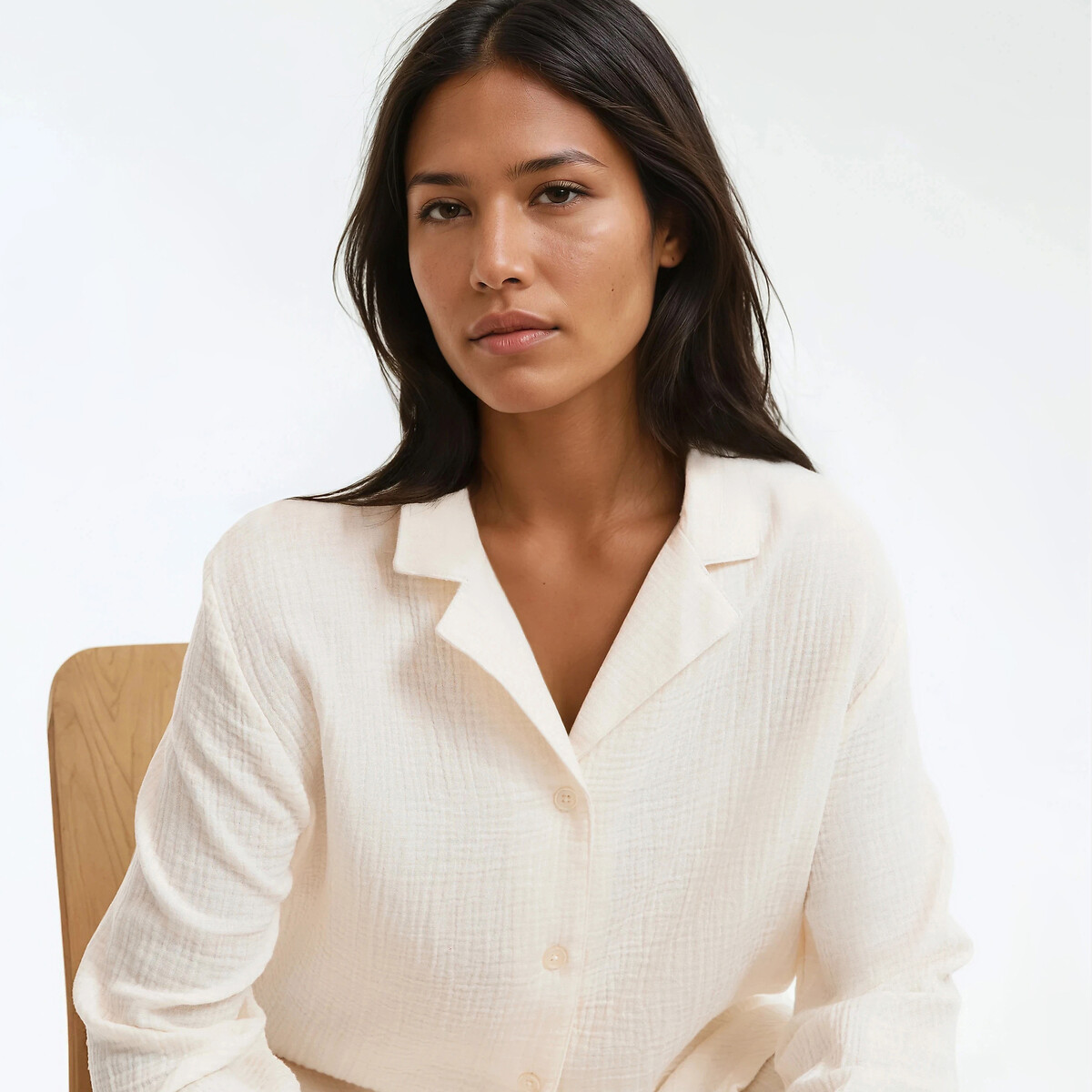 Pijama de gaze de algodão, Signature MARGOT marfim, LA REDOUTE COLLECTIONS