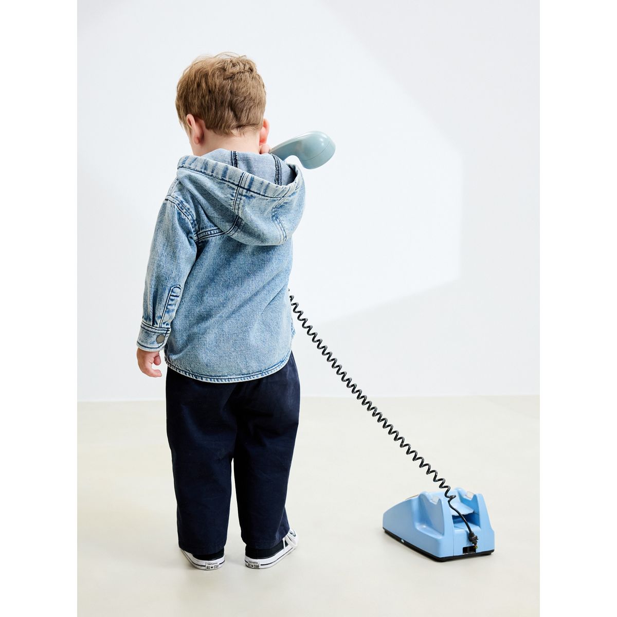 Surchemise en denim à capuche bleu moyen, NEXT