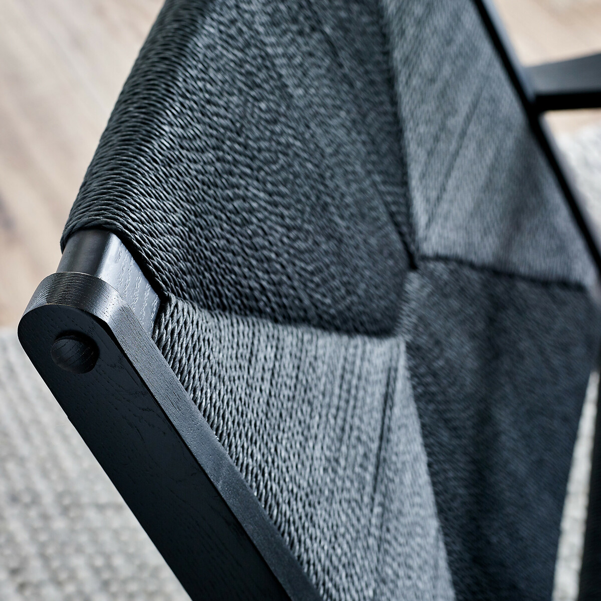 Ophelia Boho Oak & Rattan Accent Chair black, SO'HOME