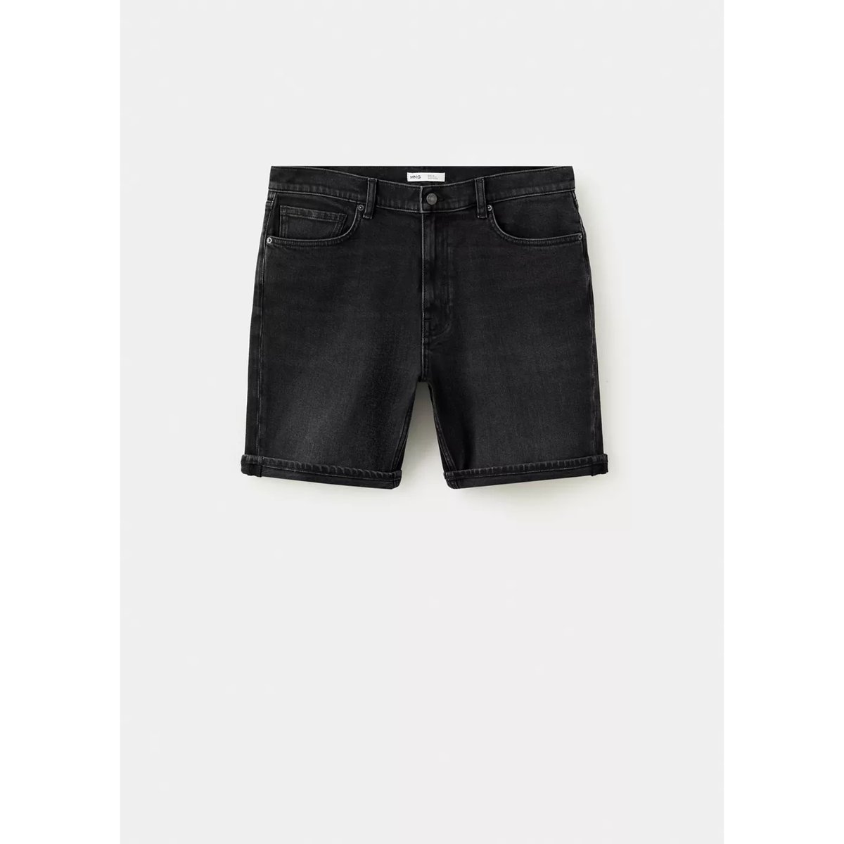 Bermuda slim-fit à revers black denim, MANGO MAN