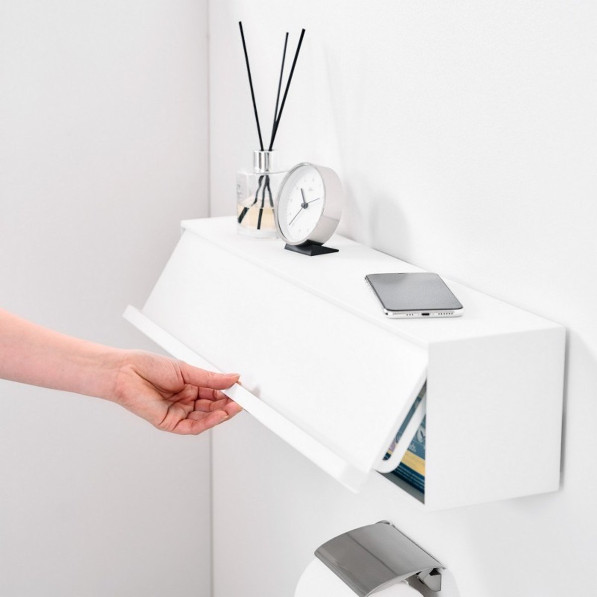 Etagère murale rangement rouleaux WC TOWER blanc, YAMAZAKI