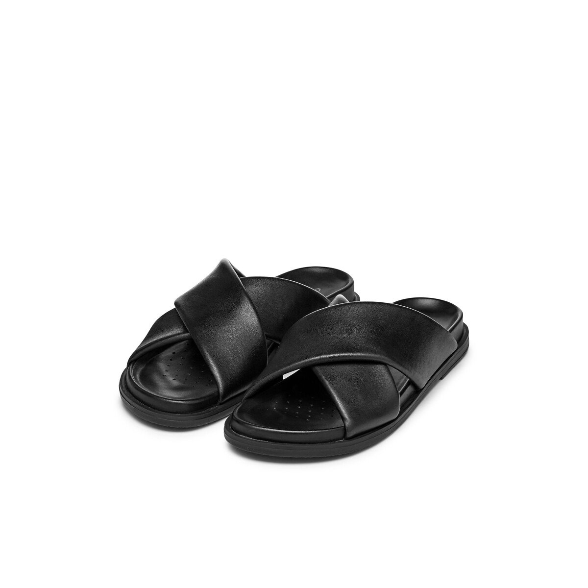 Mules plates en cuir Adelash noir, GEOX