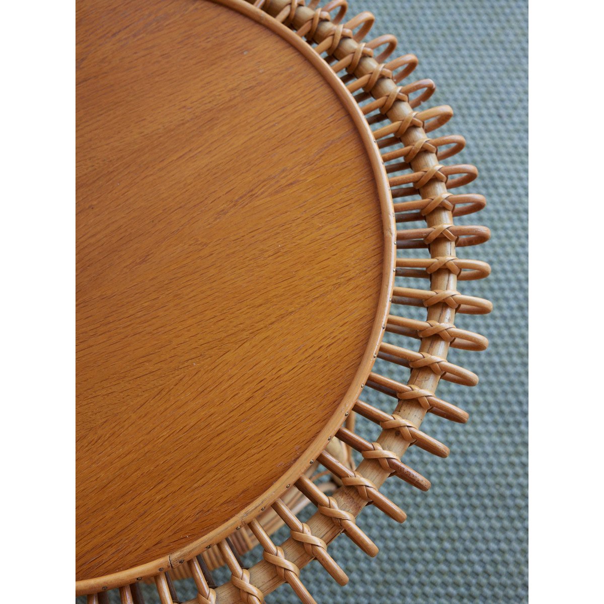 Table basse en rotin italien Léonie N°1576 - Bon état bois clair, DEBONGOUT