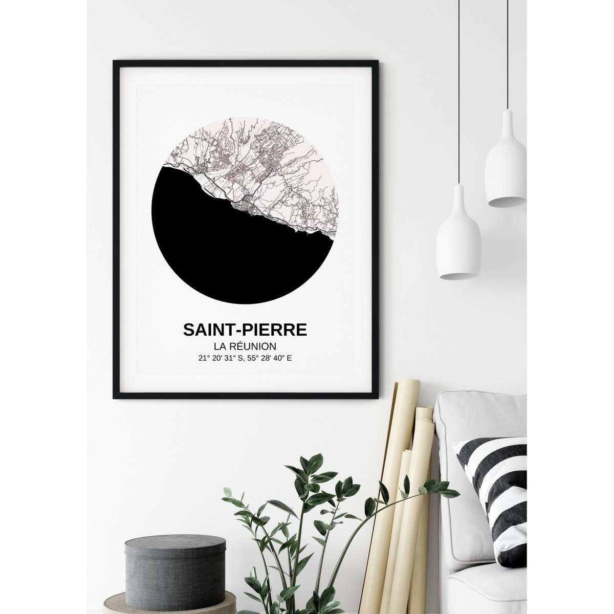 Affiche Carte Saint-Pierre blanc, L'AFFICHERIE