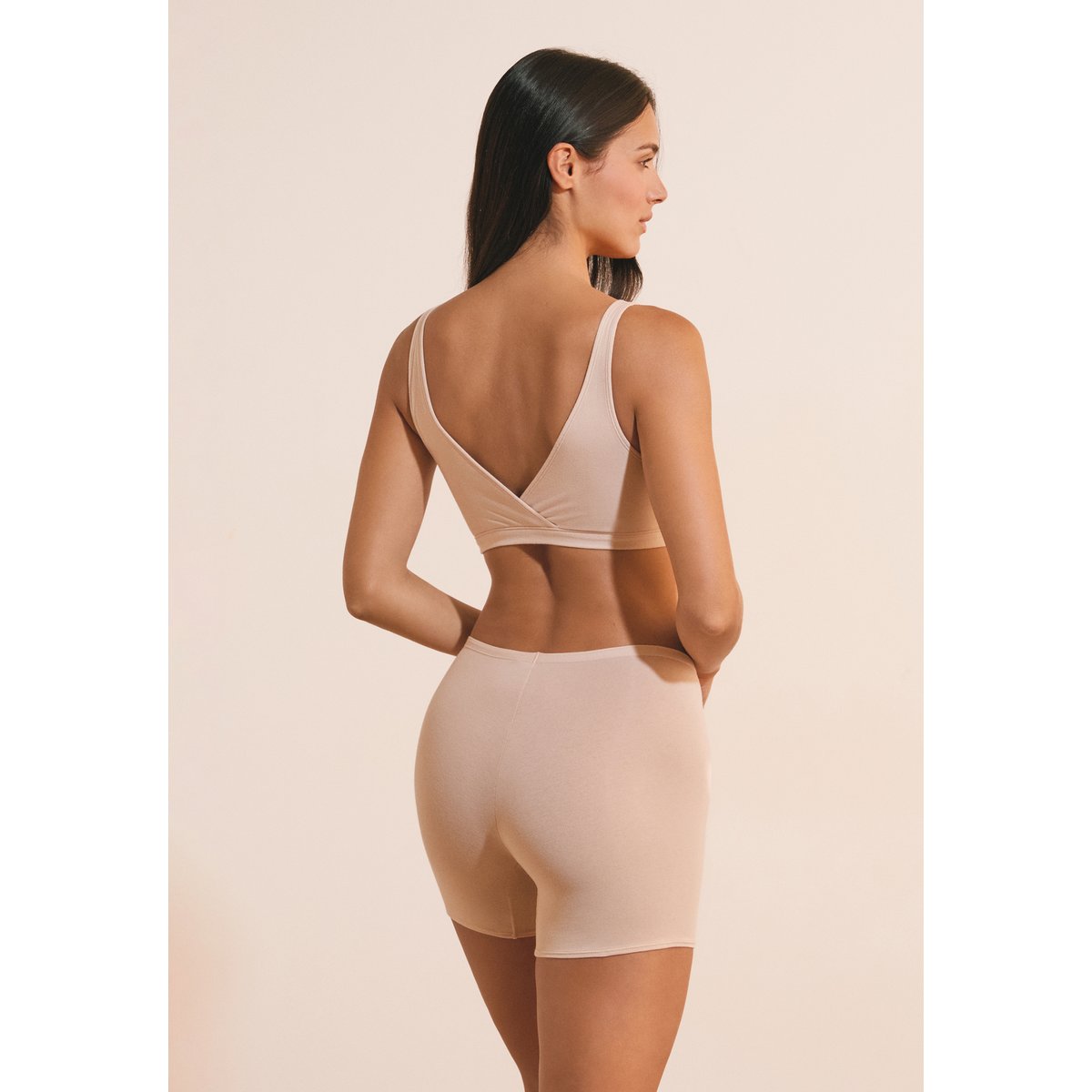 Short cycliste en coton biologique extensible COTON 360 lin, ETAM