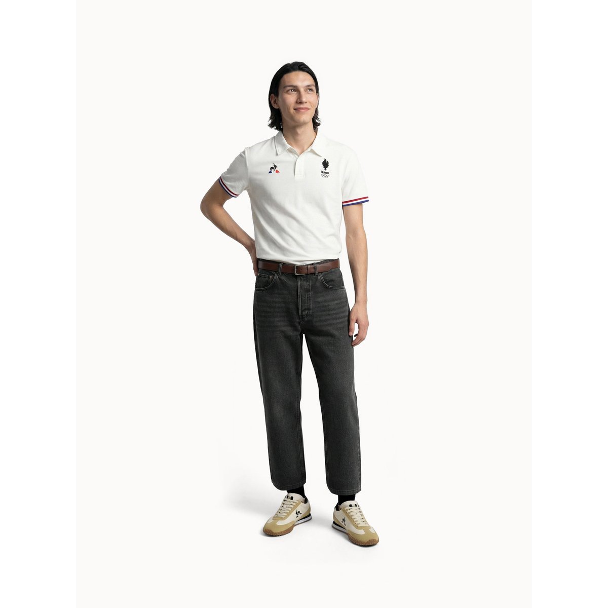 Polo Équipe de France Olympique en jersey Jeux Olympiques new optical white, LE COQ SPORTIF