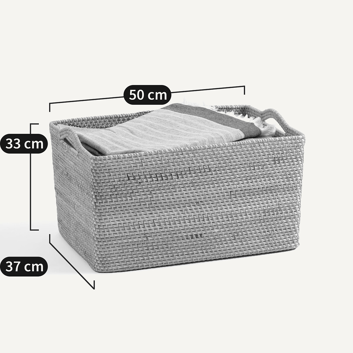 Panier de rangement en rotin, Longueur 50 cm, SORONG naturel, AM.PM