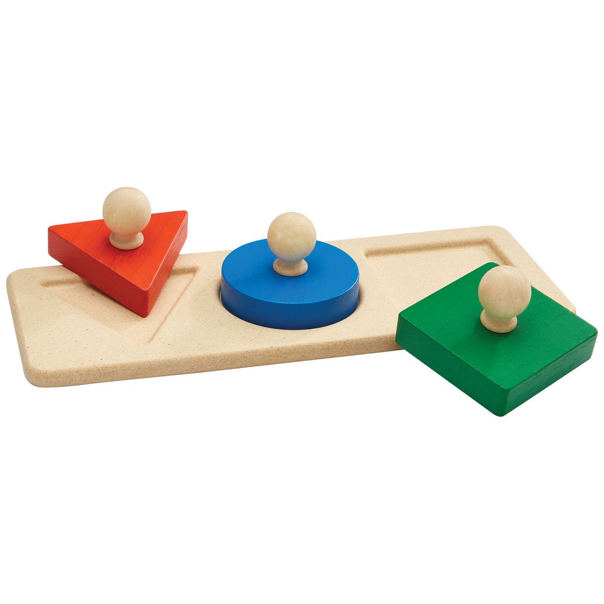 Puzzle à encastrer vert, bleu, rouge, PLAN TOYS