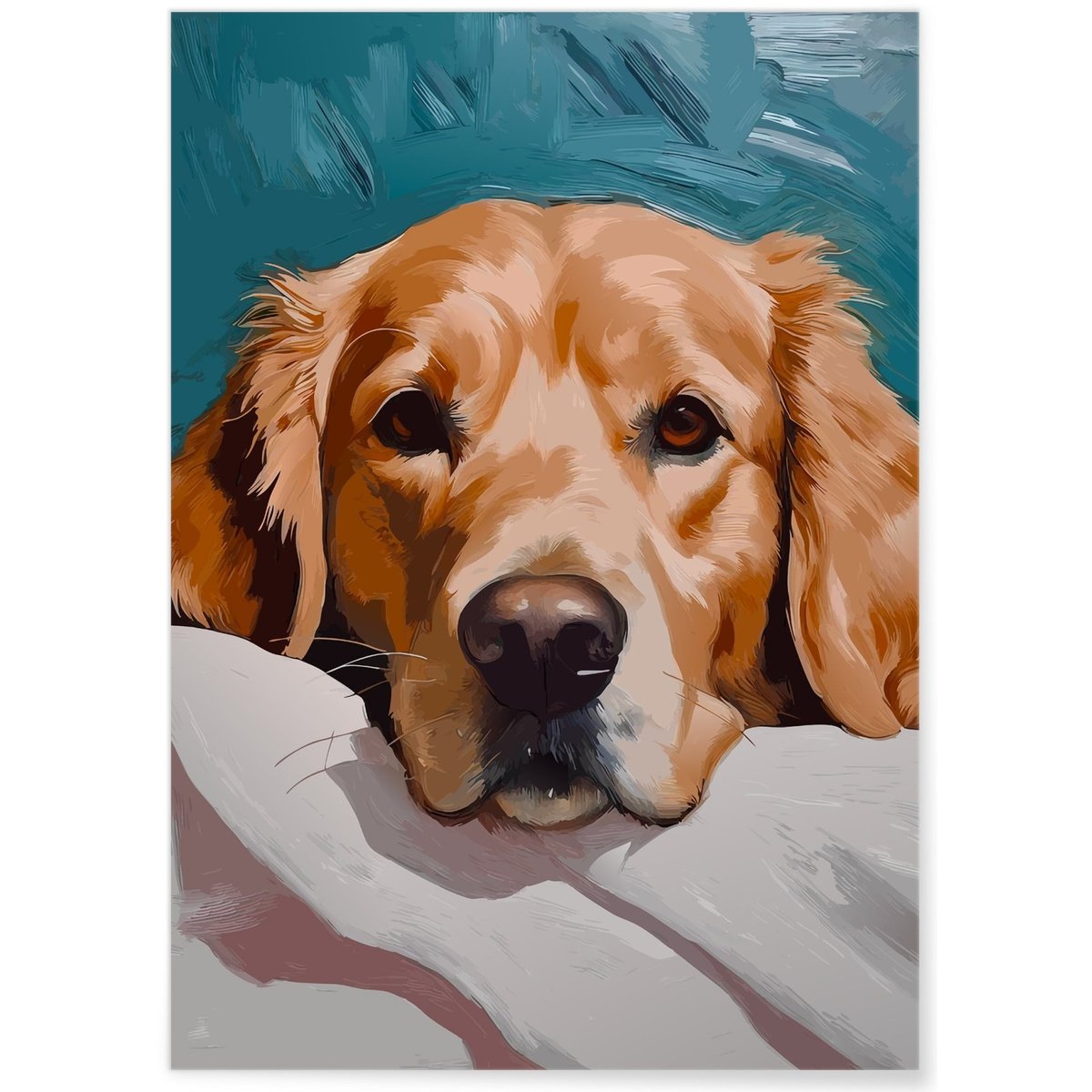 Affiche Chien regard doux blanc, L'AFFICHERIE