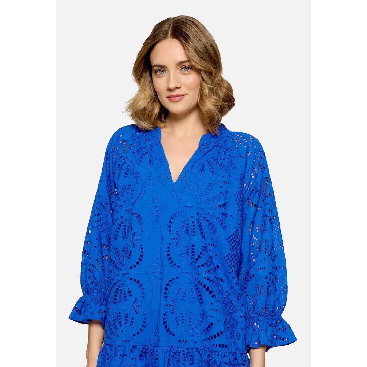 Robe à volants à manches 3/4 adria blue, BETTY BARCLAY
