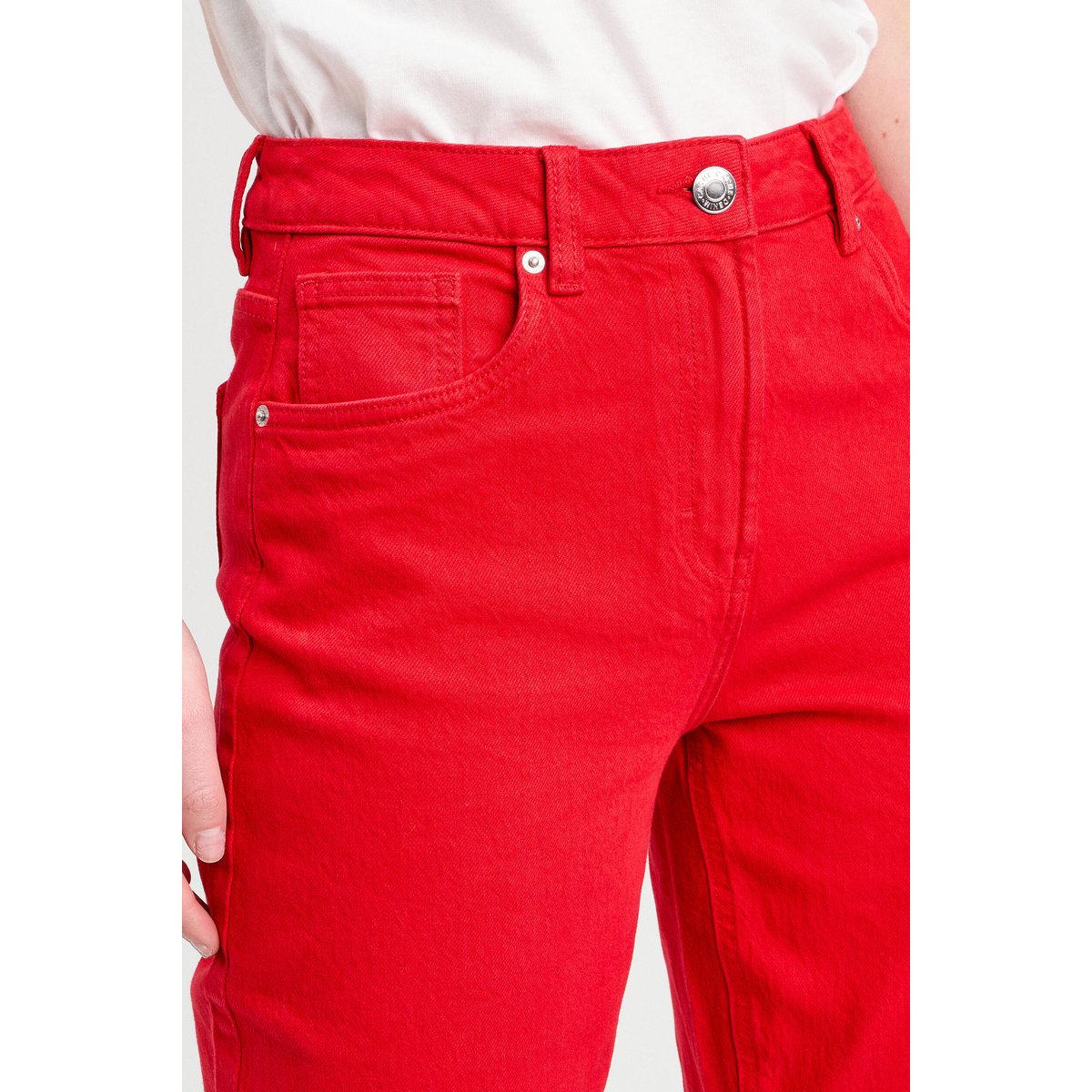 Jeans droit 5 poches rouge, CACHE CACHE