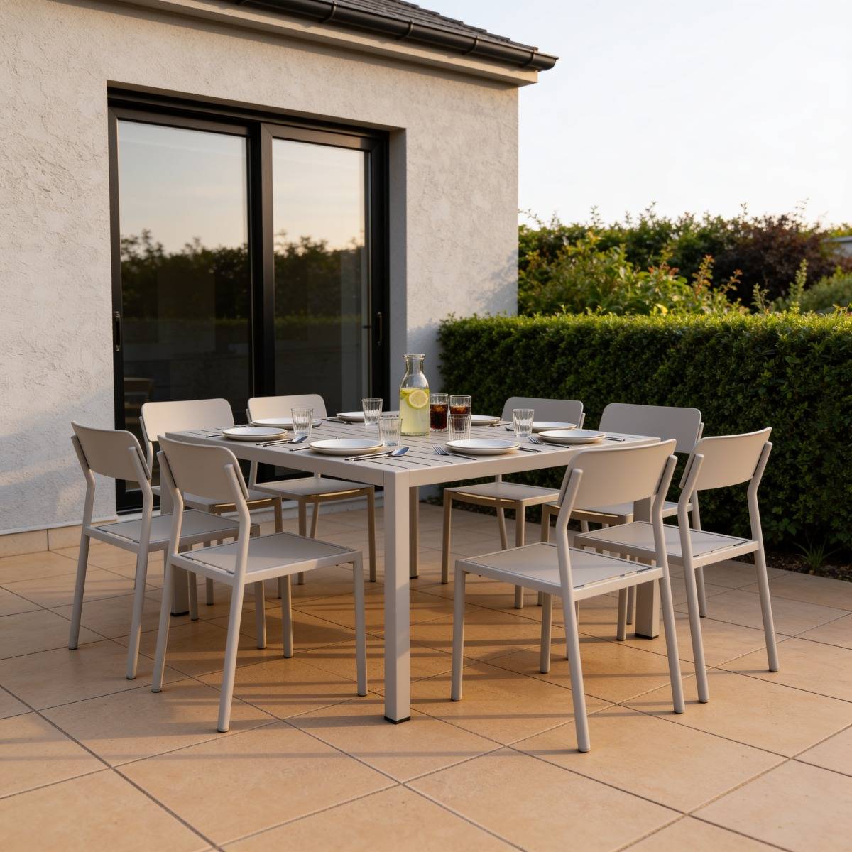 Table de jardin en aluminium KAÏA marron, MADE IN MEUBLES