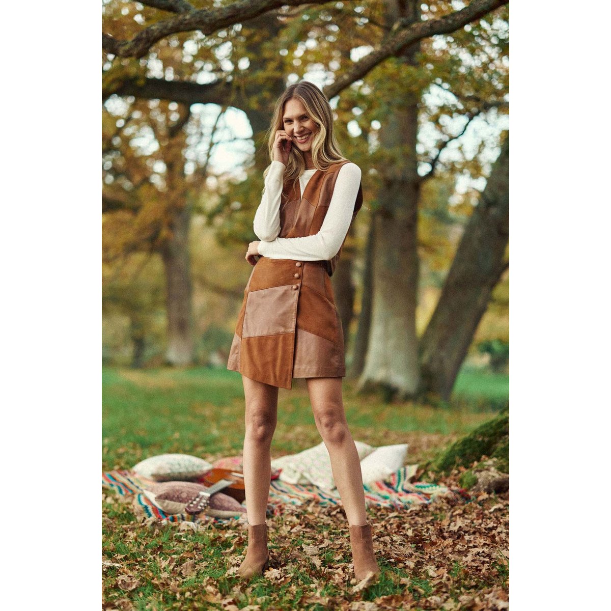 Jupe courte droite uni FLAVY 15-camel, LA PETITE ETOILE