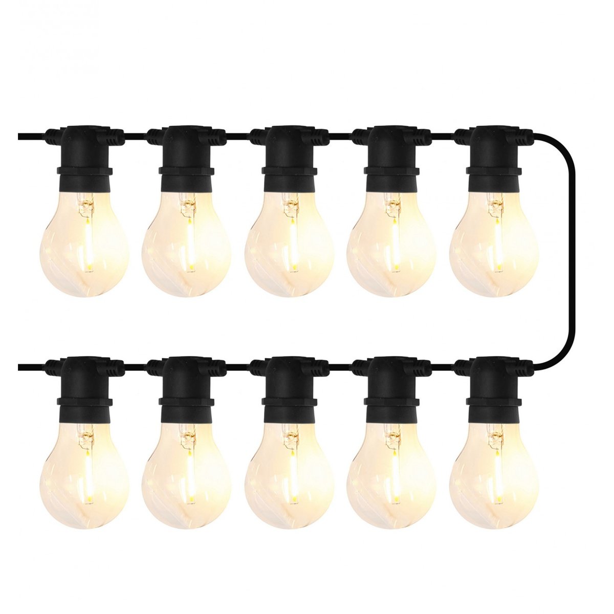Guirlande d'Exterieur LED Transparente Tobias 400cm noire, ampoules transparentes, SIRIUS