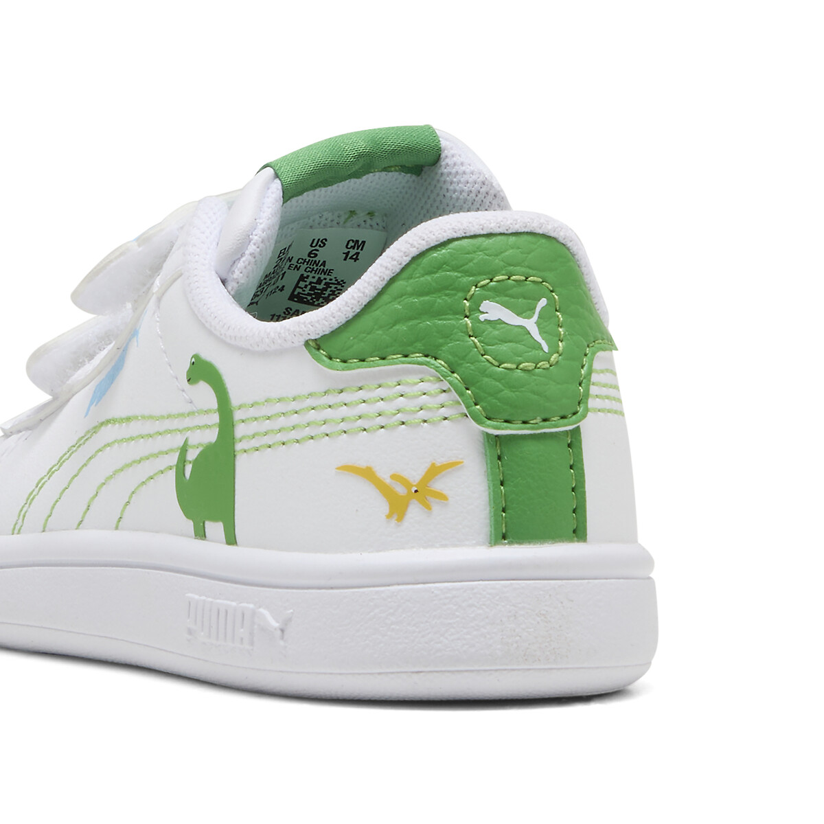 Zapatillas con velcro SMASH 3.0 DINO V blanco/verde , PUMA