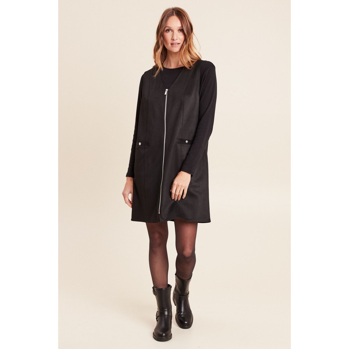 Robe chasuble suédine noir, BREAL