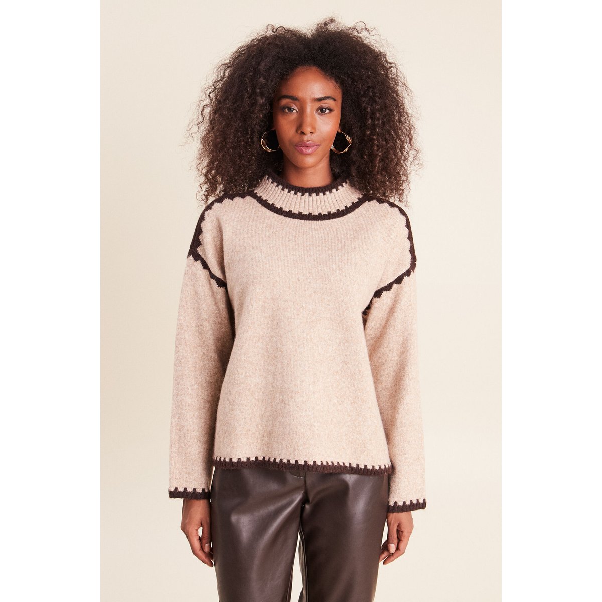 Pull col montant beige, BREAL