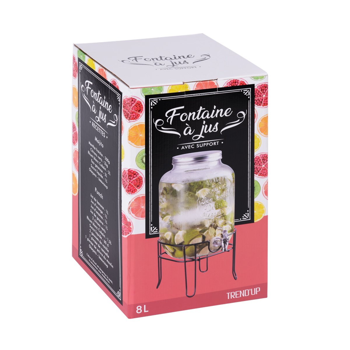 Fontaine à jus avec support 8 l transparent / cristal, TREND'UP