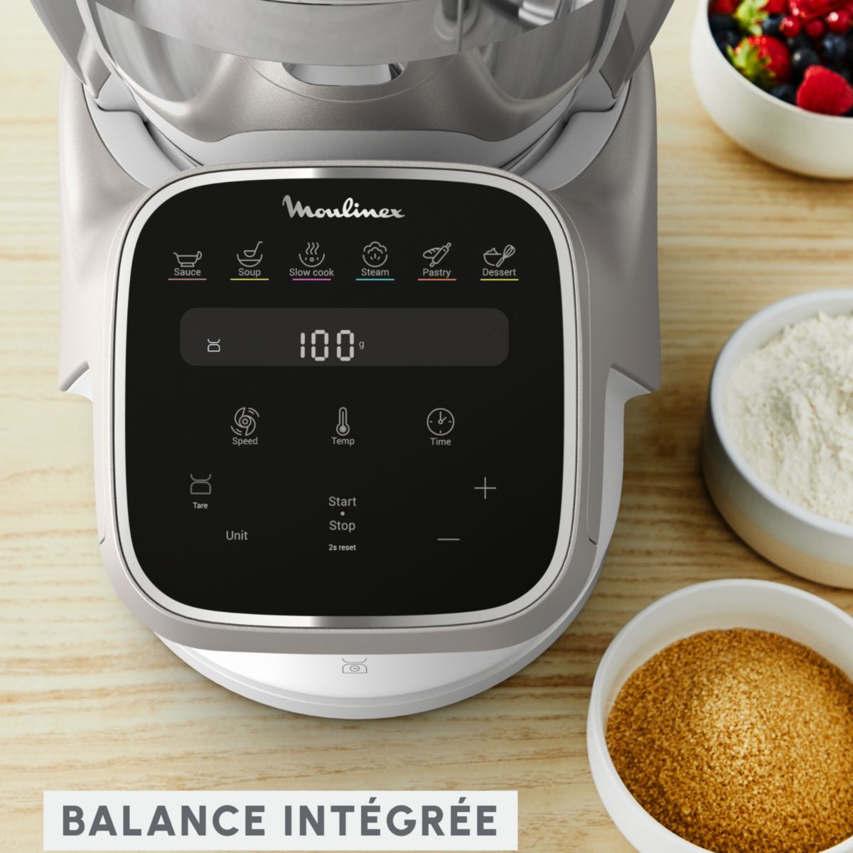 Robot cuiseur companion pro + cuiseur vapeur YY5286FG couleur unique, MOULINEX
