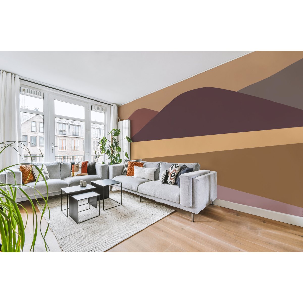 Papier peint panoramique Collines, Vert 525 x 250cm brun, ACTE DECO