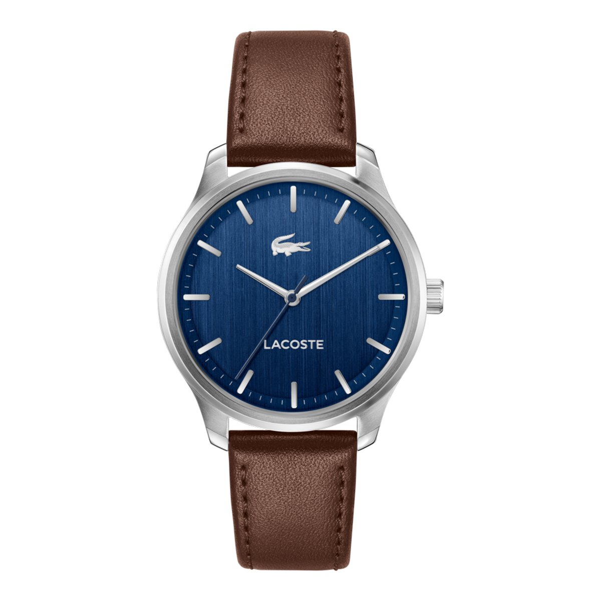 Montre Analogique LISBON argenté bleu foncé marron foncé, LACOSTE