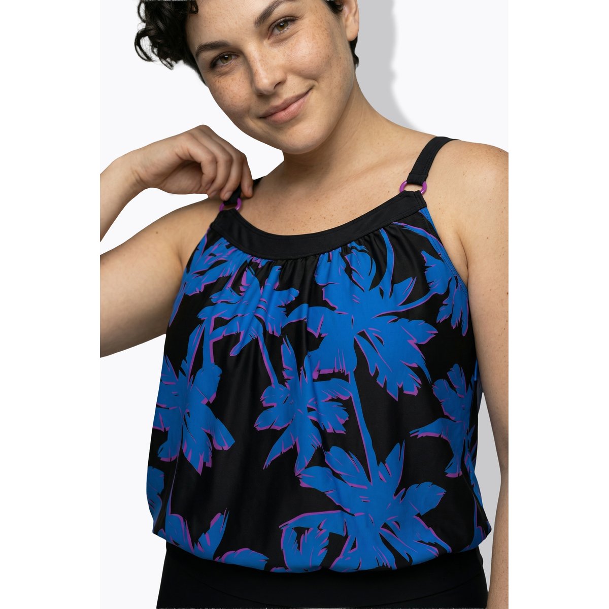 Tankini avec short, motif palmiers noir, ULLA POPKEN