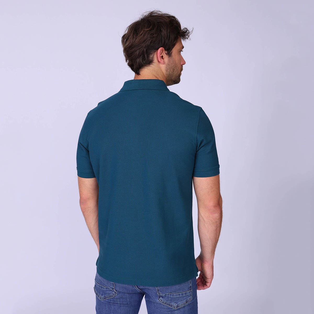 Polo Collin bleu petrole, MISE AU GREEN