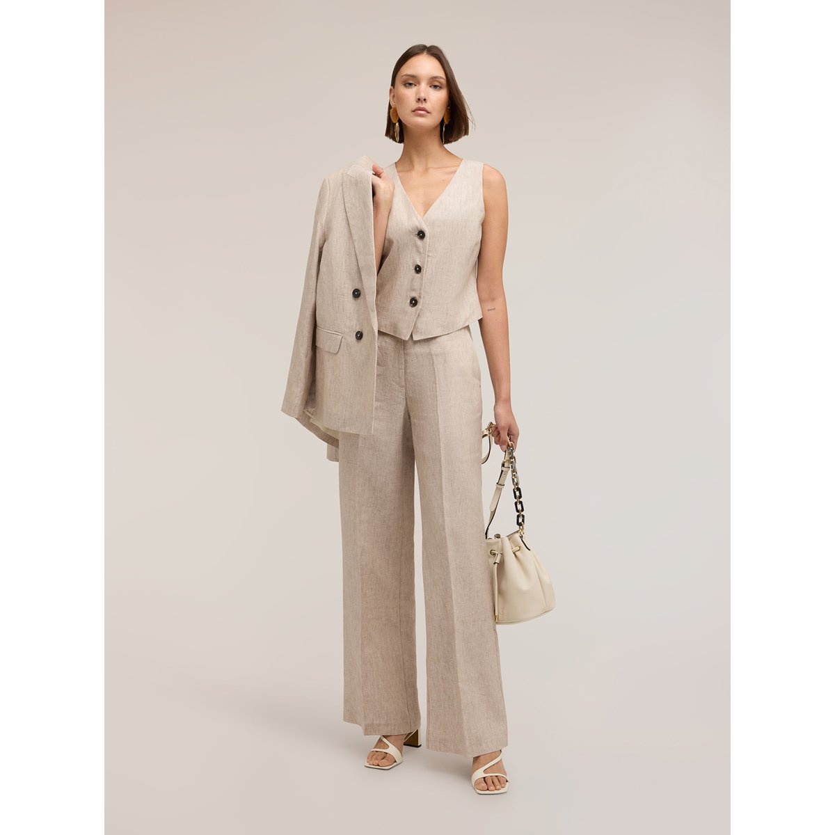 Pantalon palazzo beige, MOTIVI