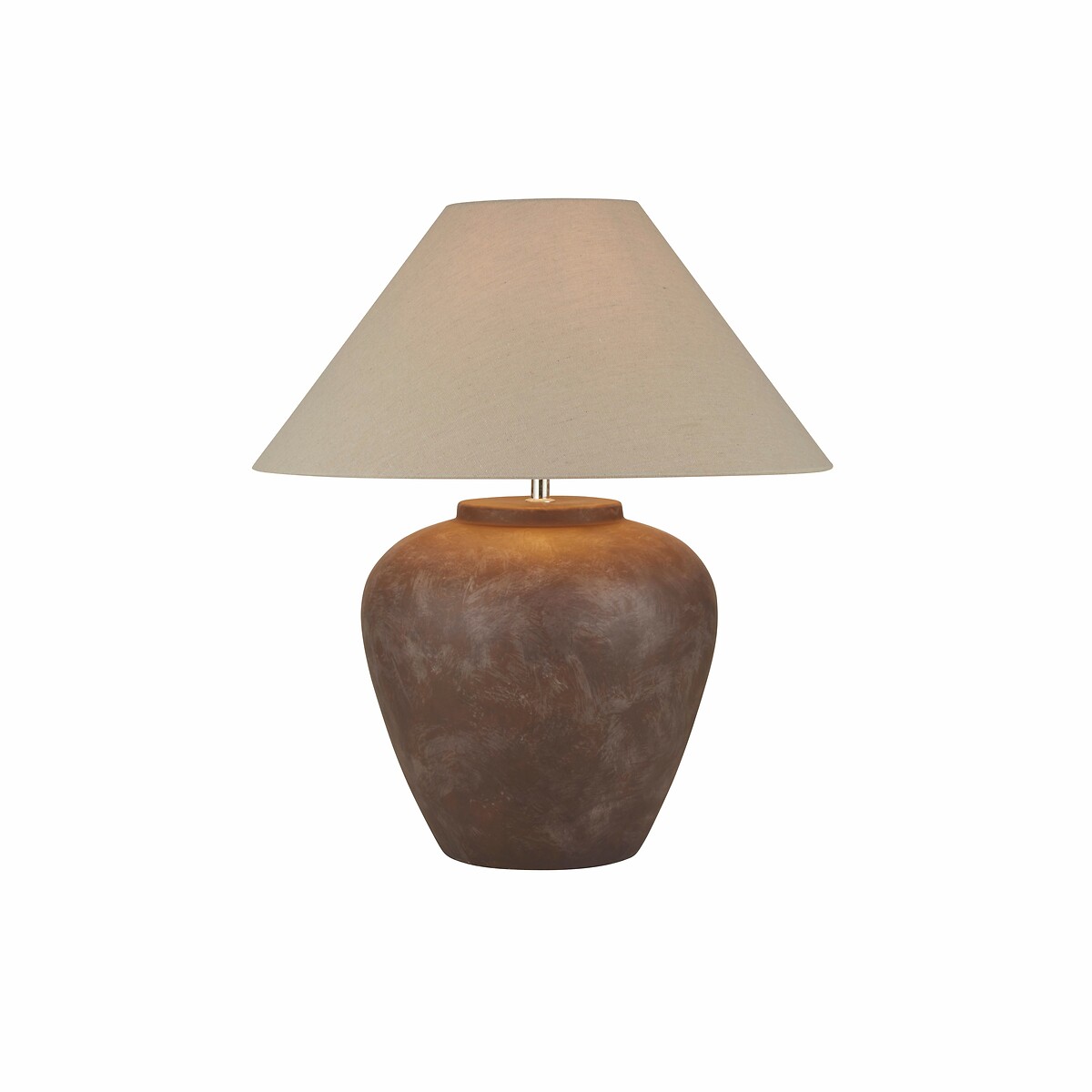 Edina Large Brown Ceramic Table Lamp with Tapered Shade chrome, SO'HOME