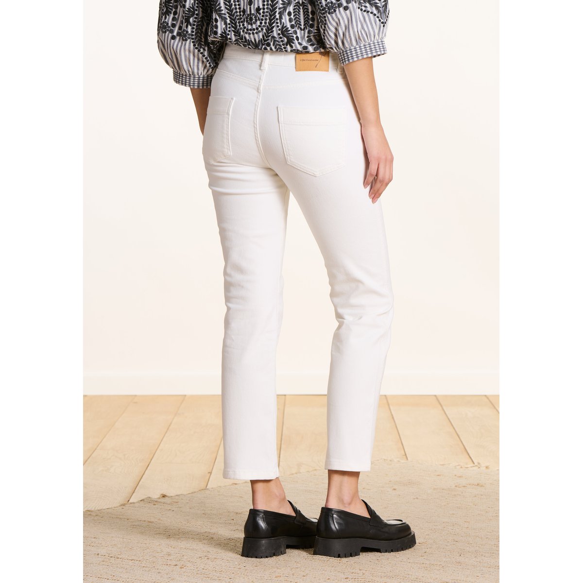 Jean droit 7/8ème en coton biologique blanc, LA FEE MARABOUTEE