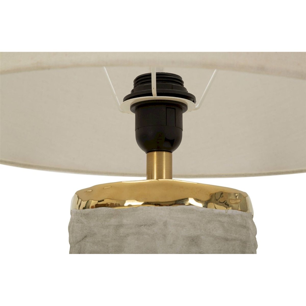 Lampe à poser céramique texturée abat-jour MODERN gris doré et beige, RECOLLECTION