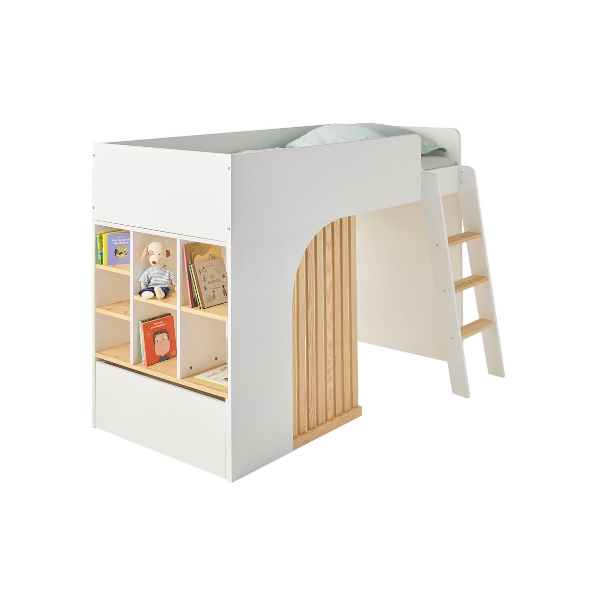 Lit mezzanine enfant avec rangement Playful blanc, VERTBAUDET