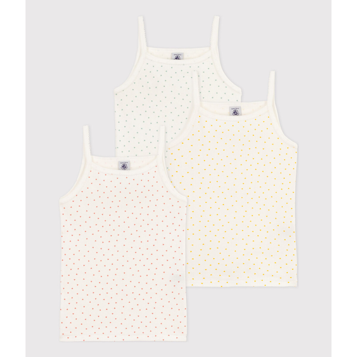 Lot de 3 maillots de corps blanc imprimé, PETIT BATEAU