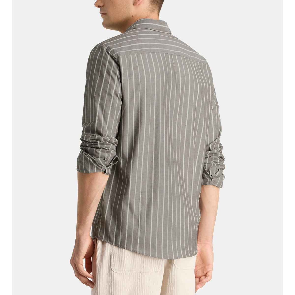 Chemise droite rishtri 4 rayée en coton marron moka, GALERIES LAFAYETTE