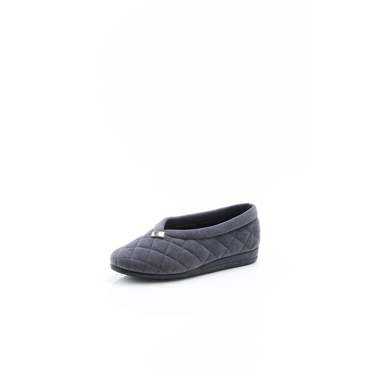 Chaussons en velours matelassé gris, DAMART