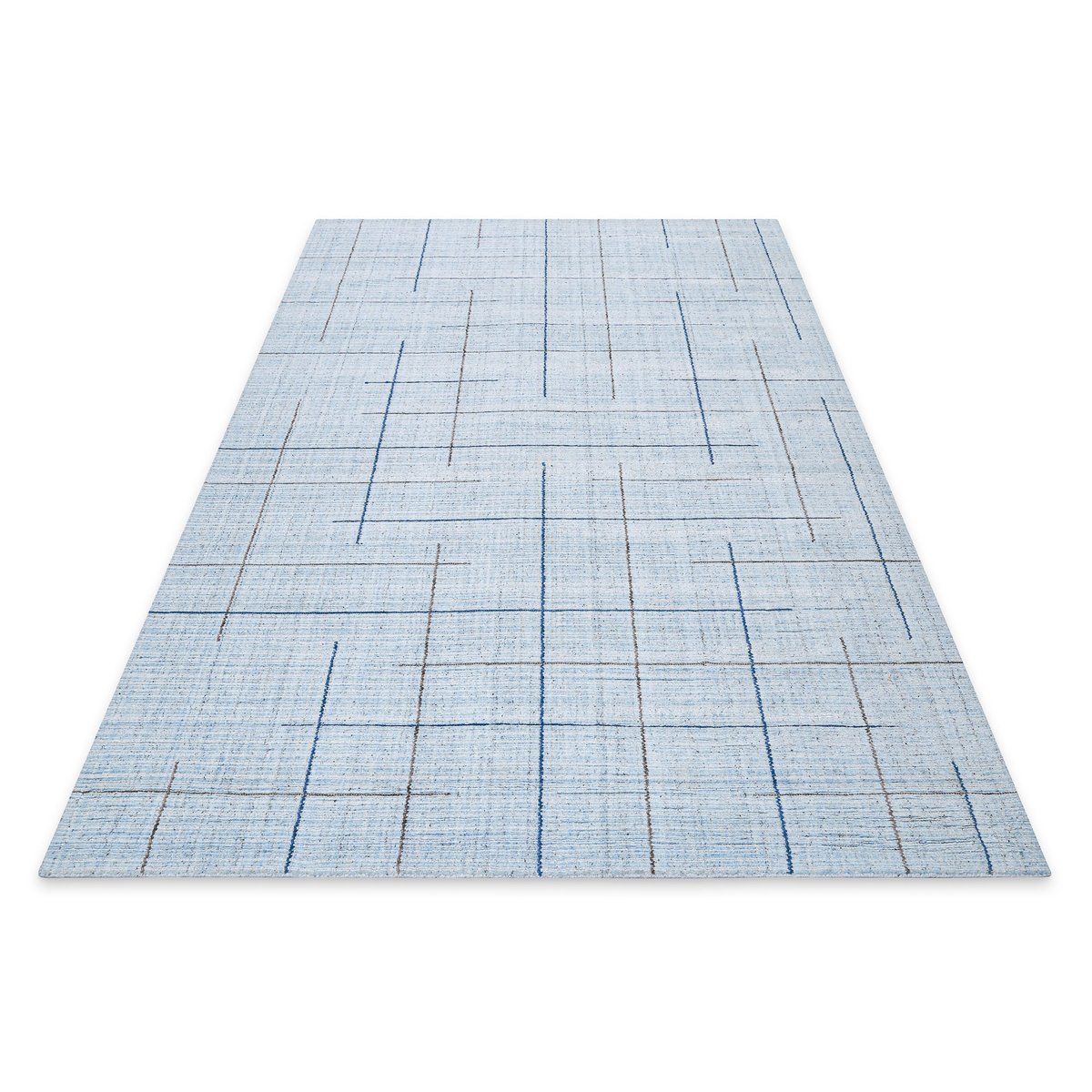 Tapis salon tissé main, laine et Tencel™ , Milly bleu clair, WECON HOME
