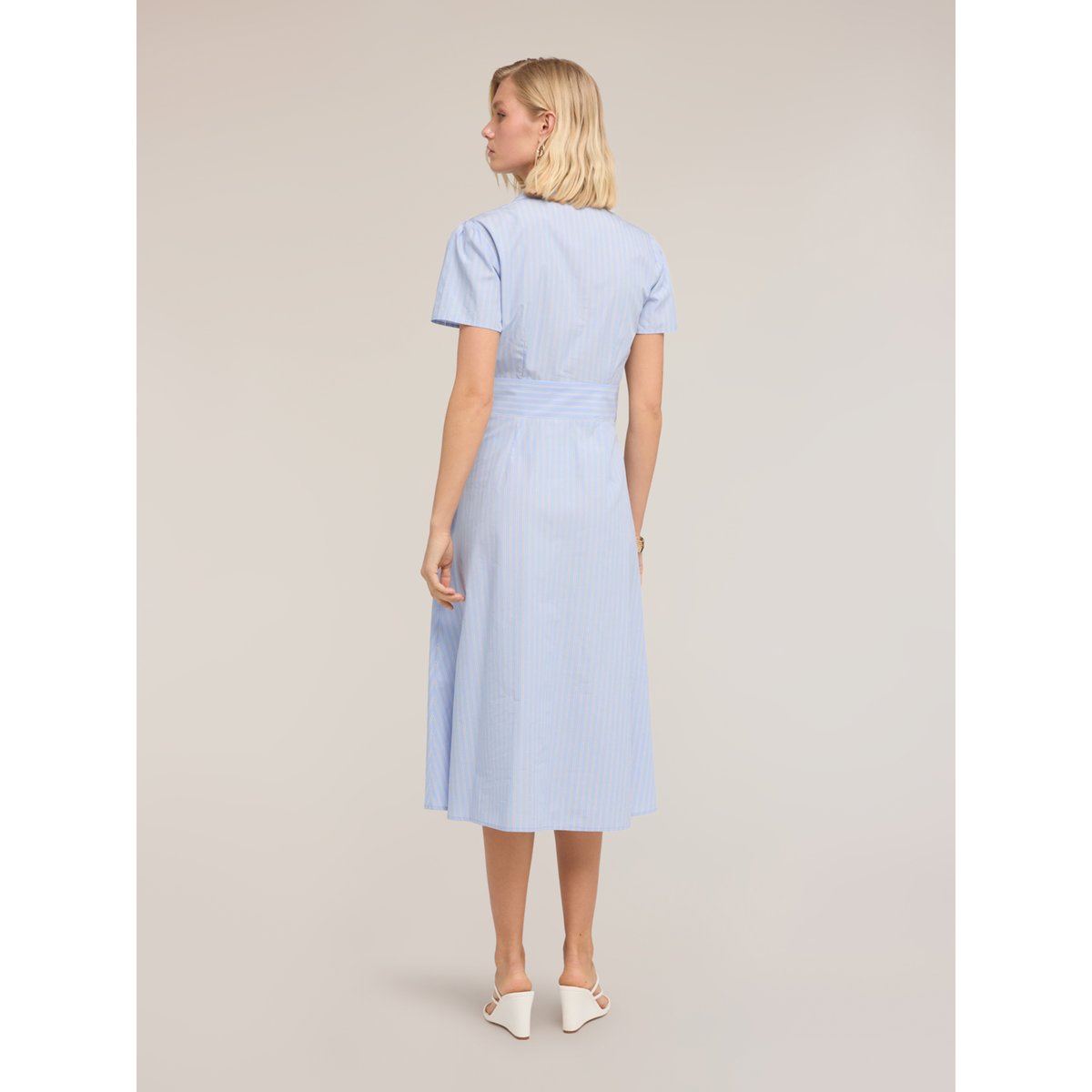 Robe chemise midi à rayures light - blue, MOTIVI