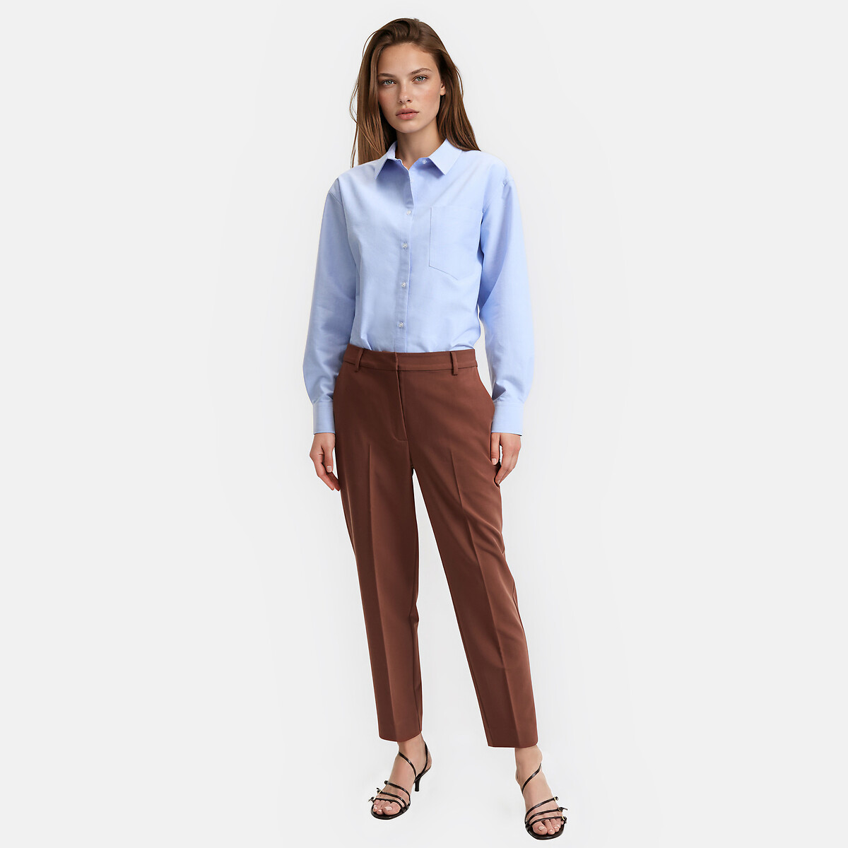 Pantalón pitillo, largo 7/8 marrón, LA REDOUTE COLLECTIONS