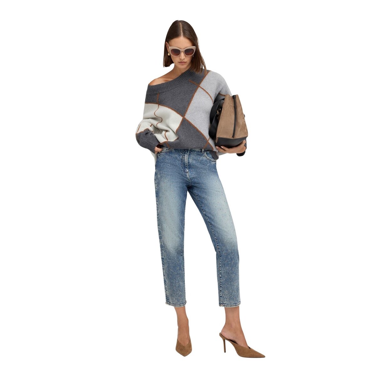 Jean regular mum fit avec strass light - blue, MOTIVI