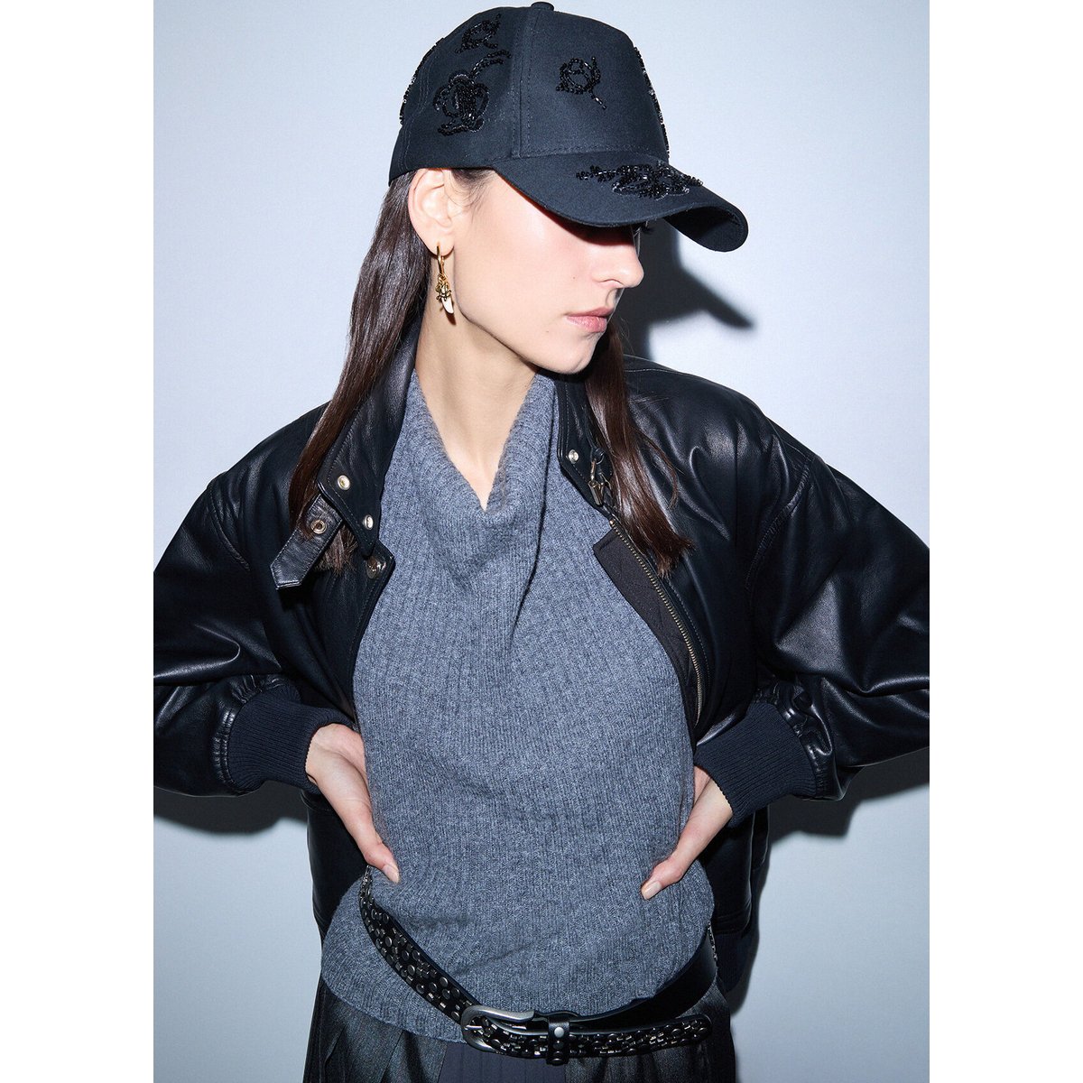 Chapeau baseball avec broderies noir, LIU JO