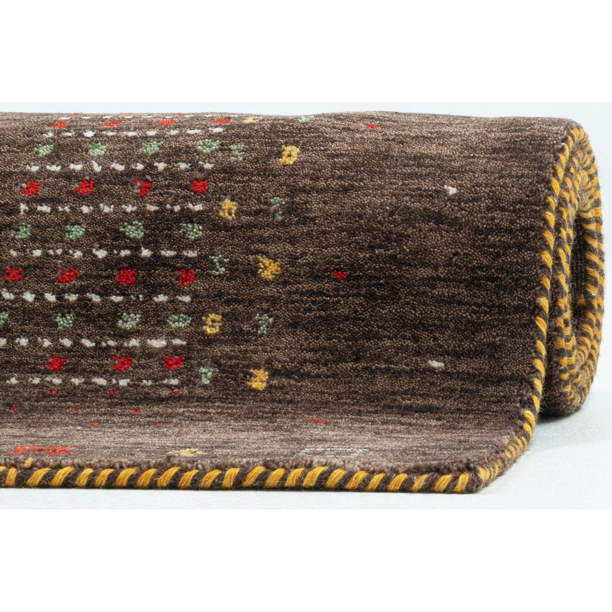 Tapis en laine vierge tissé à la main marron, THEKO
