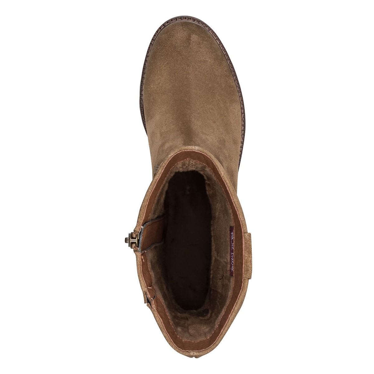 Botas de meio cano, em pele de camurça camel, TAMARIS