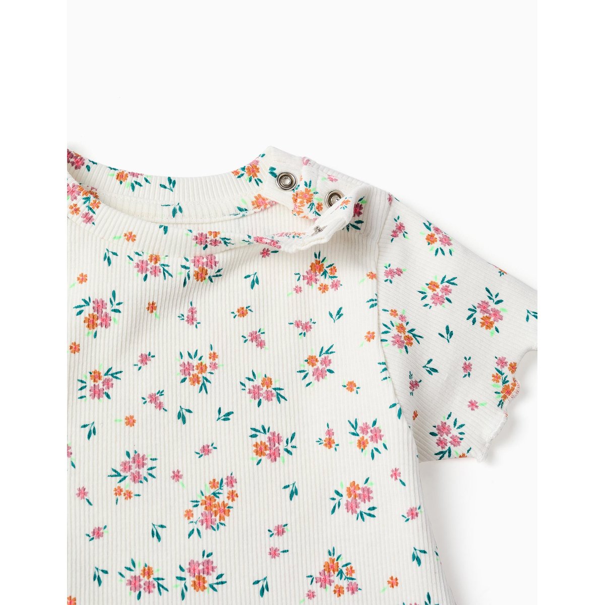 Body côtelé avec motif floral beige clair, ZIPPY