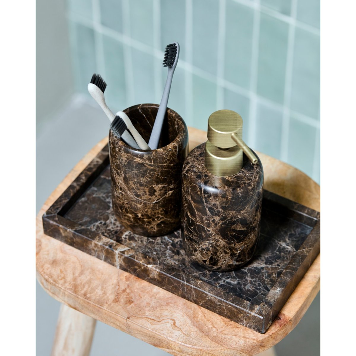 Distributeur de savon en marbre Able marron, HOUSE DOCTOR