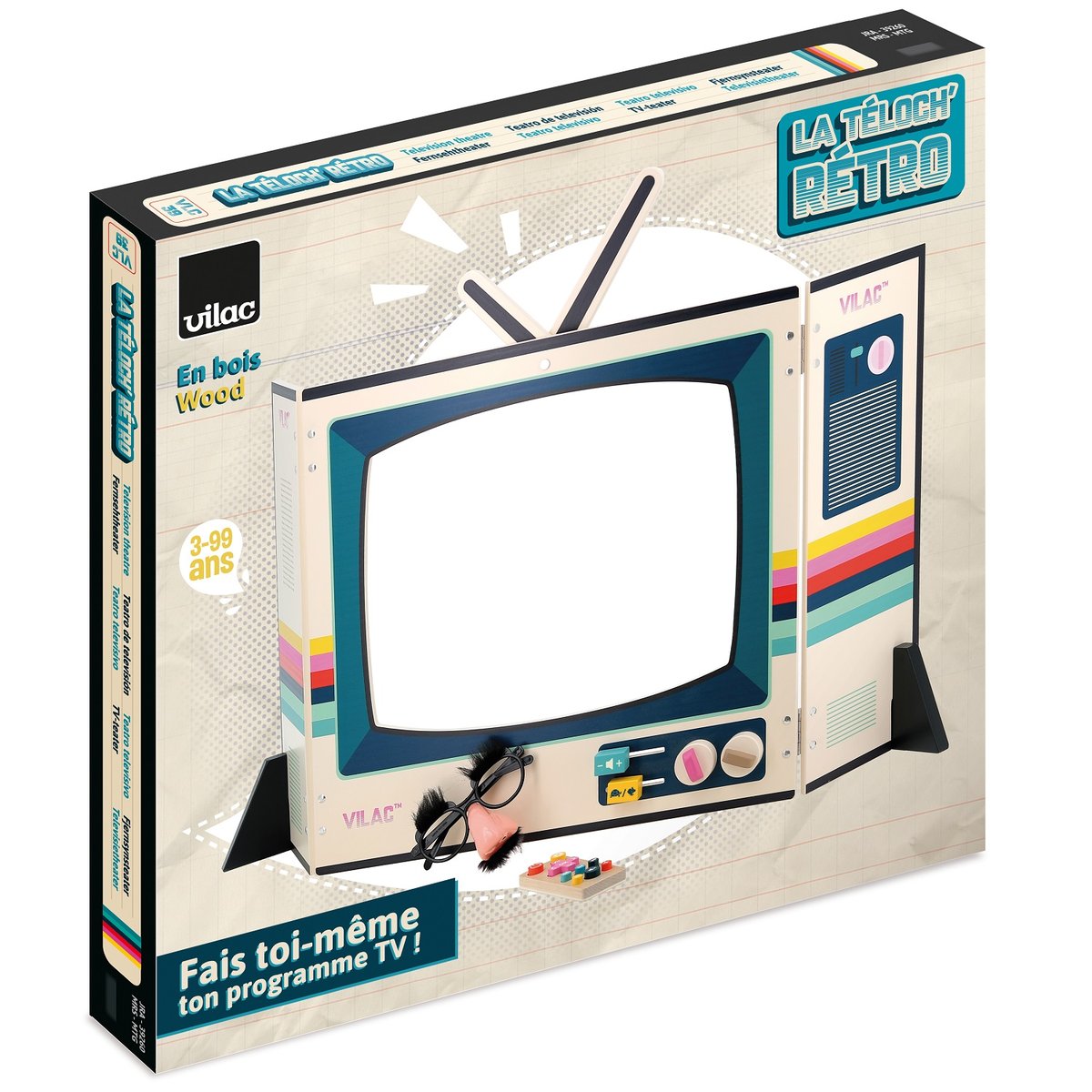 Télévision vintage en bois beige, VILAC