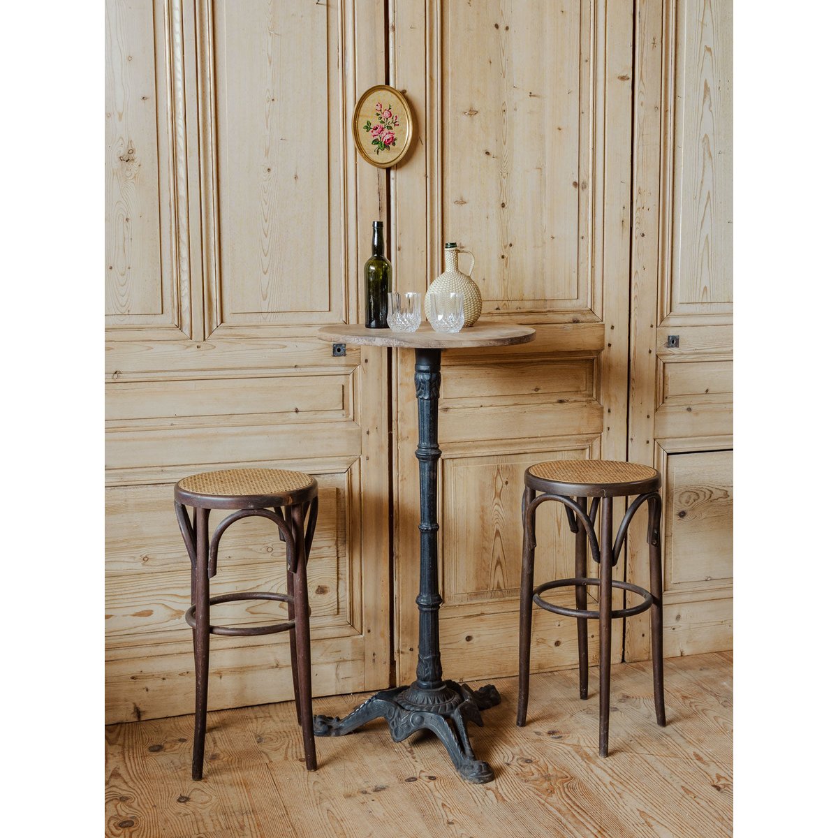Table à manger bistro en bois Denise N°1172 - Bon état noir, DEBONGOUT