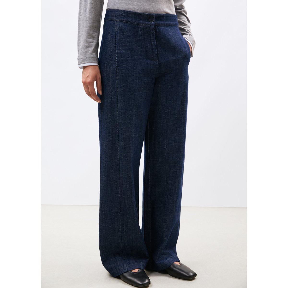 Pantalon barrel en denim bleu denim, HUMILITY