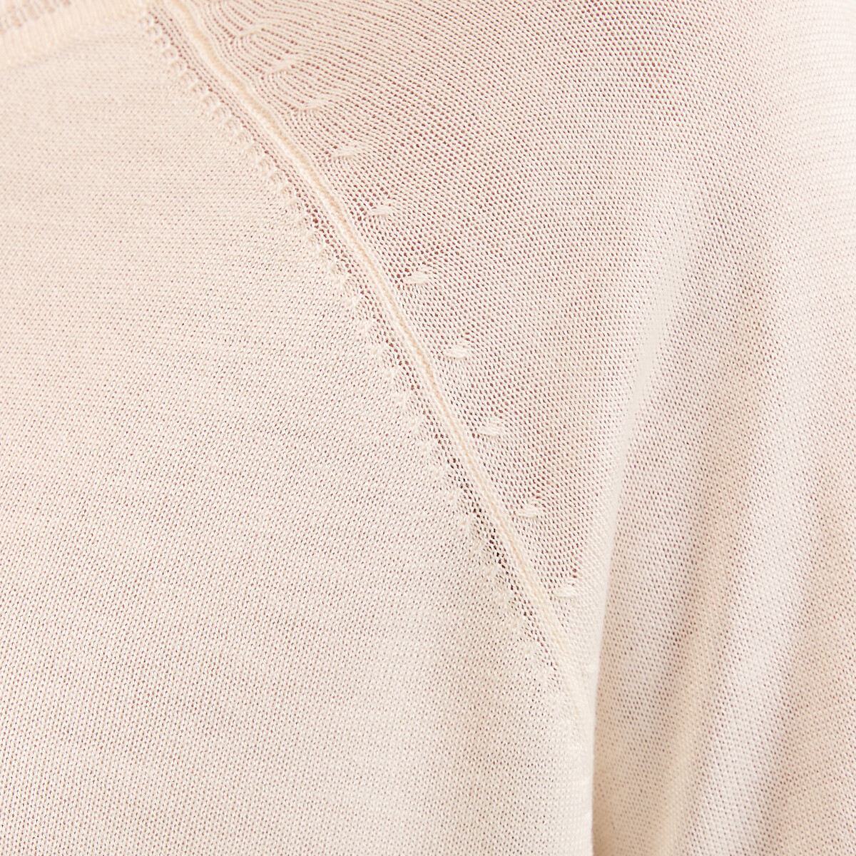 Maglione girocollo in maglia fine, maniche lunghe beige, LA REDOUTE COLLECTIONS