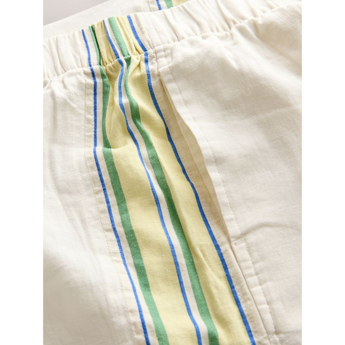 Pantalon en mélange de lin coupe large bande latérale écru/jaune, NEXT